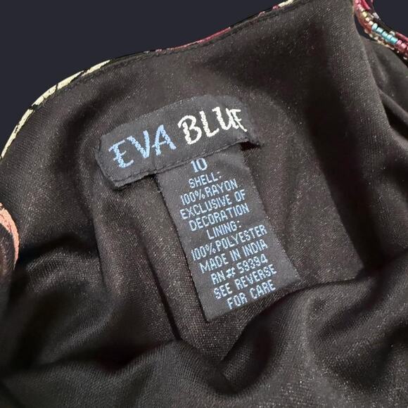 VTG Y2K Eva Blue Orange Multicolor Patchwork Beaded Boho Fairy Maxi Dress 10/M - Picture 8 of 8